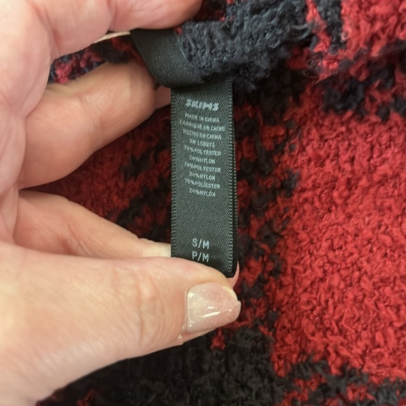 SKIMS Red and Black Buffalo Plaid Sweater Hoodie - Picture 6 of 8